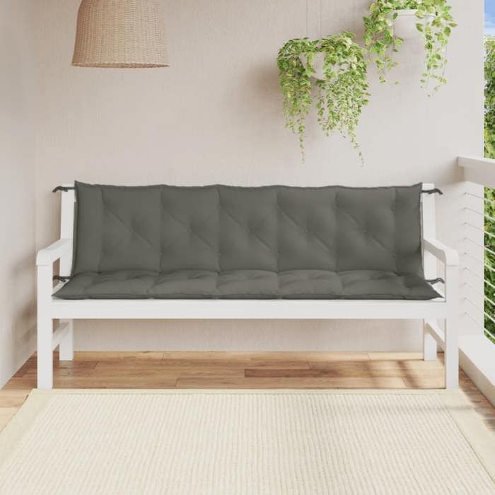 VidaXL Lot de 2 Coussins de Banc de Jardin, Oreillers de Balcon, Coussins de Sièges Patio Jardinage Terrasse Extérieur, Gris 4002620