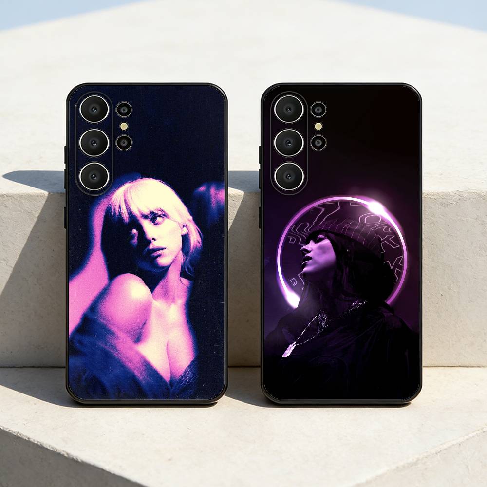 Schöne B-Billie Eilish Sängerin Handyhülle Für Samsung S26,S25,S24,S21,S22,S23,S30,Ultra,S20,FE,Lite,10,9,Schwarze Hülle