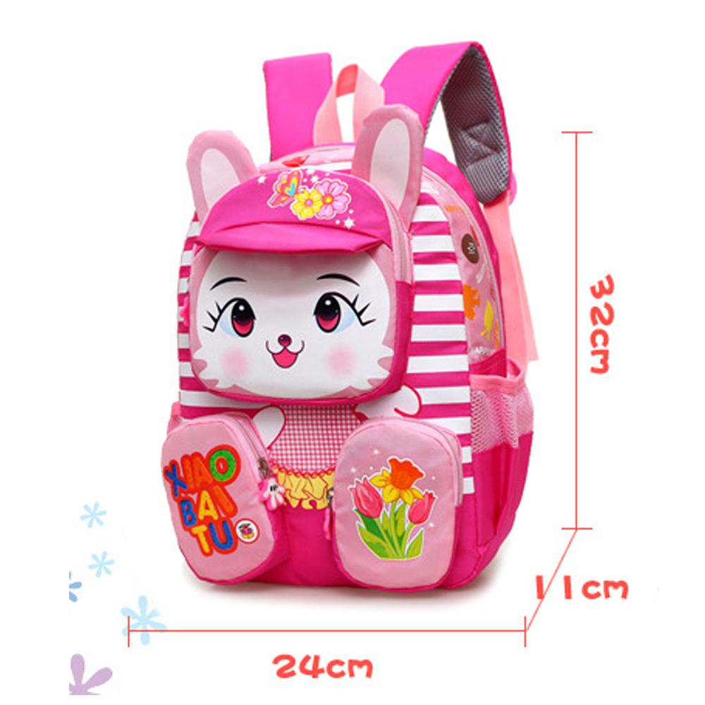 3D Cartoon Rabbit Backpack for Girls Kindergarten Pink Schoolbag