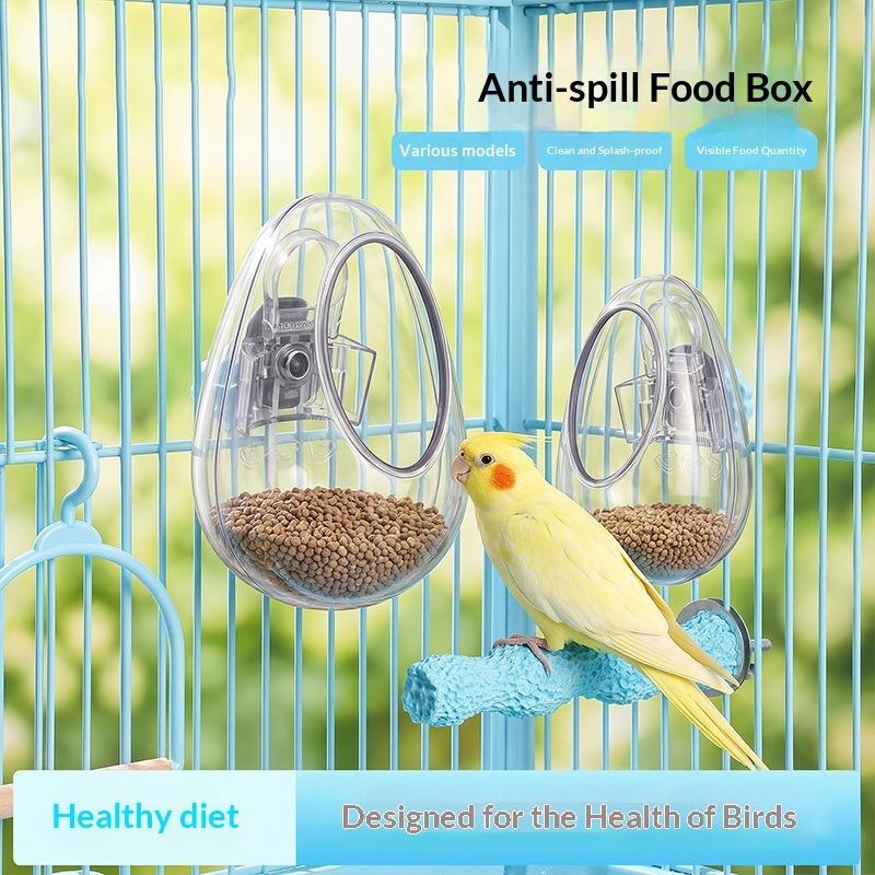 1PcsWall Hanging Bird Food Cup Anti Splashing Transparent Bird Feeding Bowl Detachable Plastic Parrot Feeder Drinker