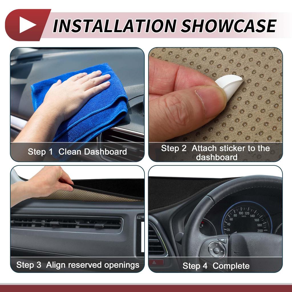 HEROFFIX Dashboard Mat for Toyota Raize A200A and Daihatsu Rocky Interior Dashboard Cover with Sun and Scratch Black Custom Parts and Accessories