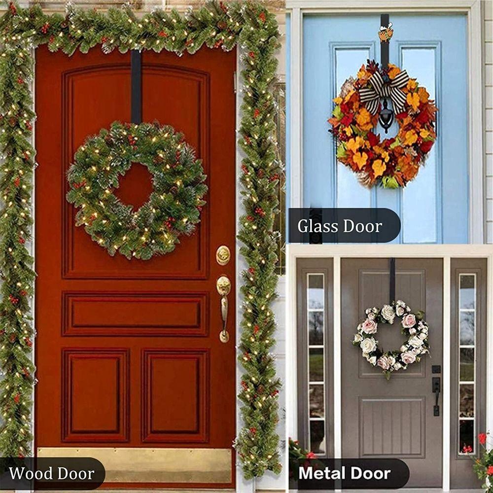 Black/White Wreath Hook Metal Wreath Door Hanger Adjustable Garland Hanger  Over the Door