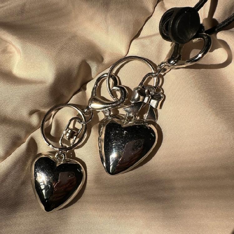 Bowknot Big Heart Pendant Keychain Car Keyring Bag Pendant Handbag Accessories