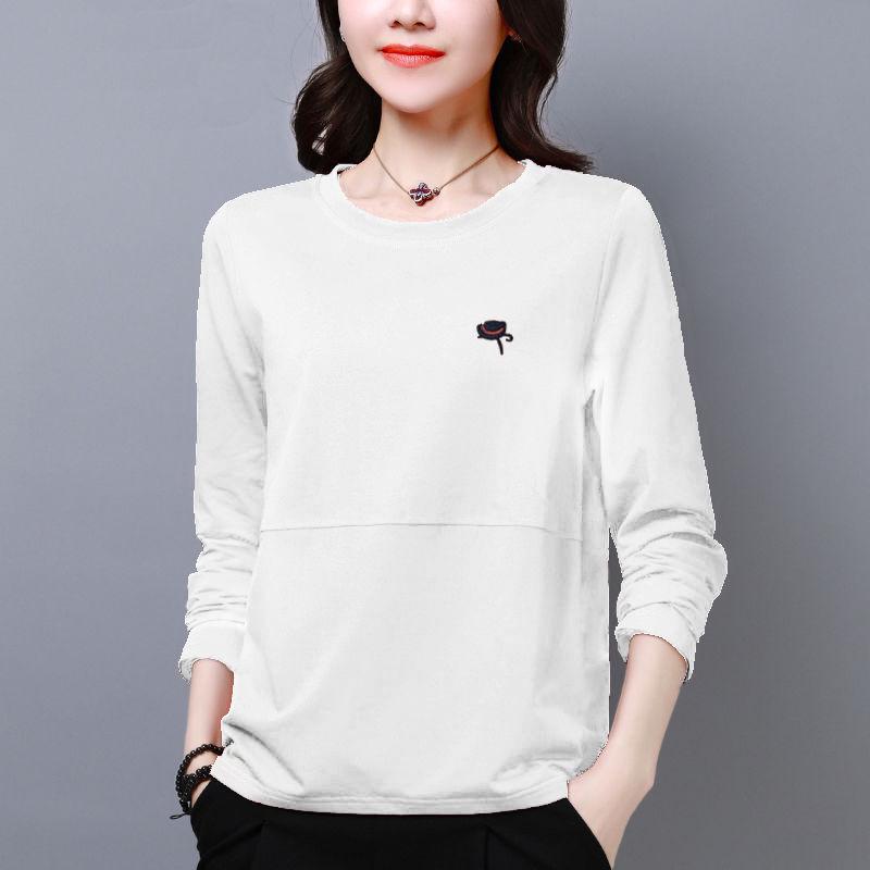 Plus-Size Women's Korean Style Autumn Long-Sleeve Loose Slimming T-Shirt