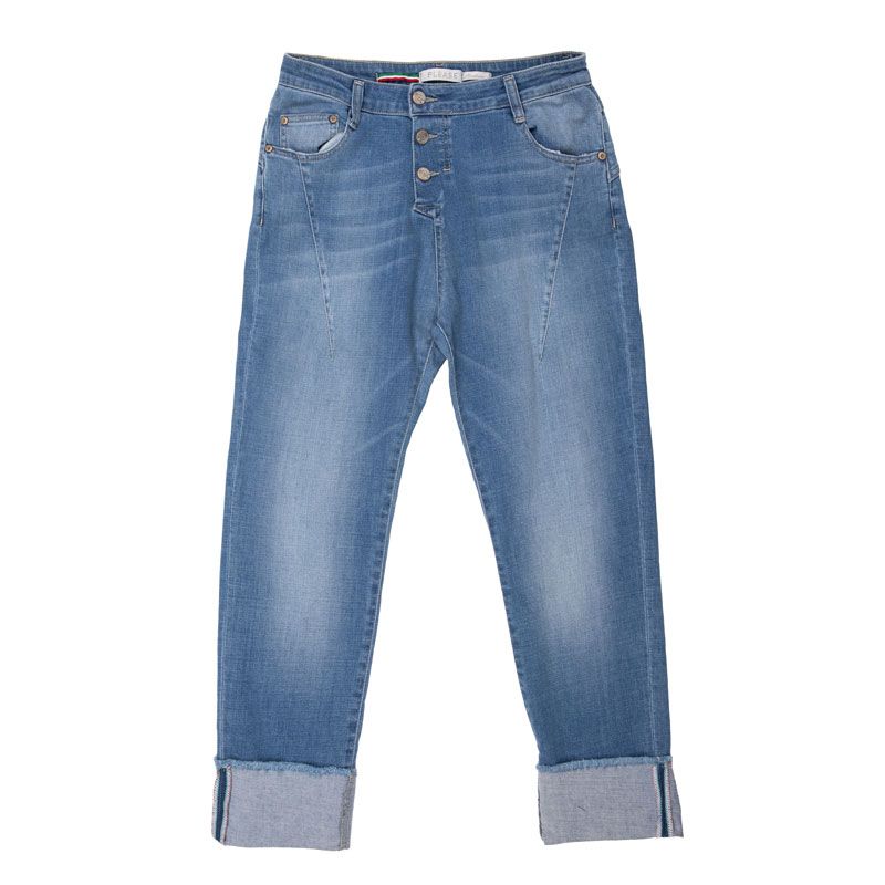 

Морковные джинсы с большими отворотами Женские PLEASE L синий