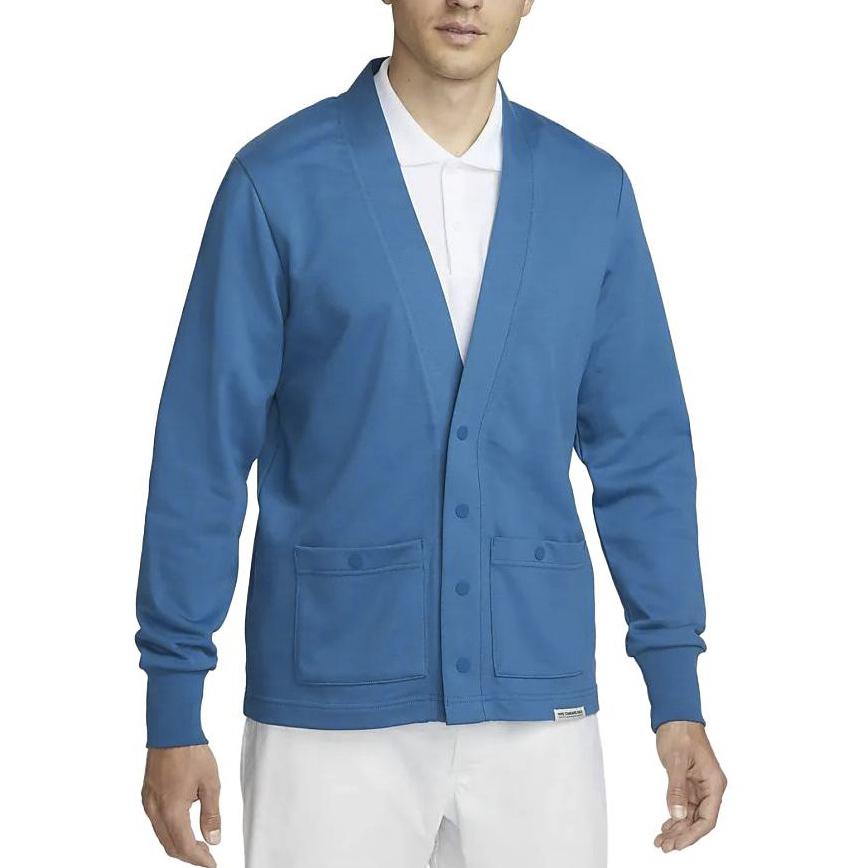 Nike Knitwear Men's Industrial Blue V Neck Moderate Cardigan FB5465-457