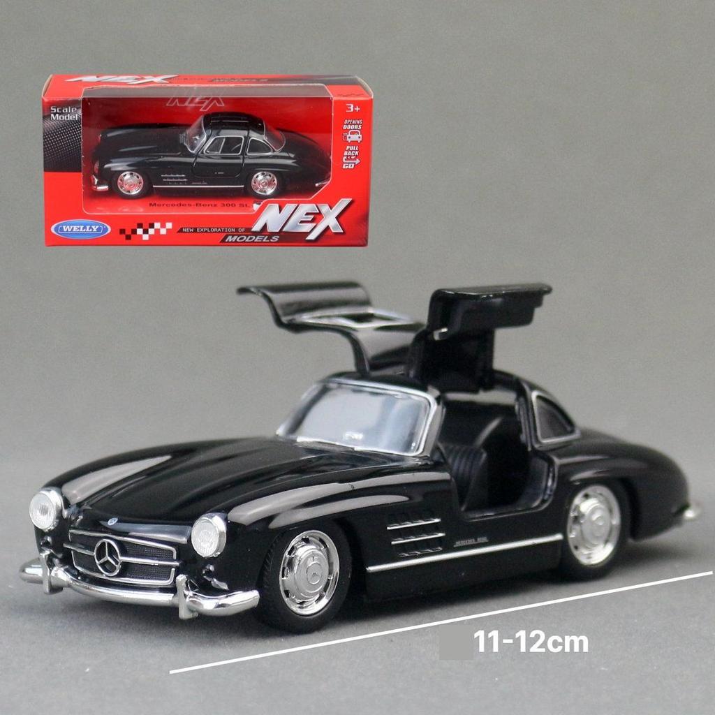 1/36 Mercedes-Benz 300SL Toy Car for Children Welly Diecast Vehicle Miniature Pull Back Free Wheels Collection Gift for Boys