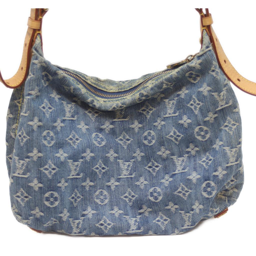 Louis Vuitton 06 M95049 Monogram Denim Baggy PM Long Strap Shoulder Bag blueUsed