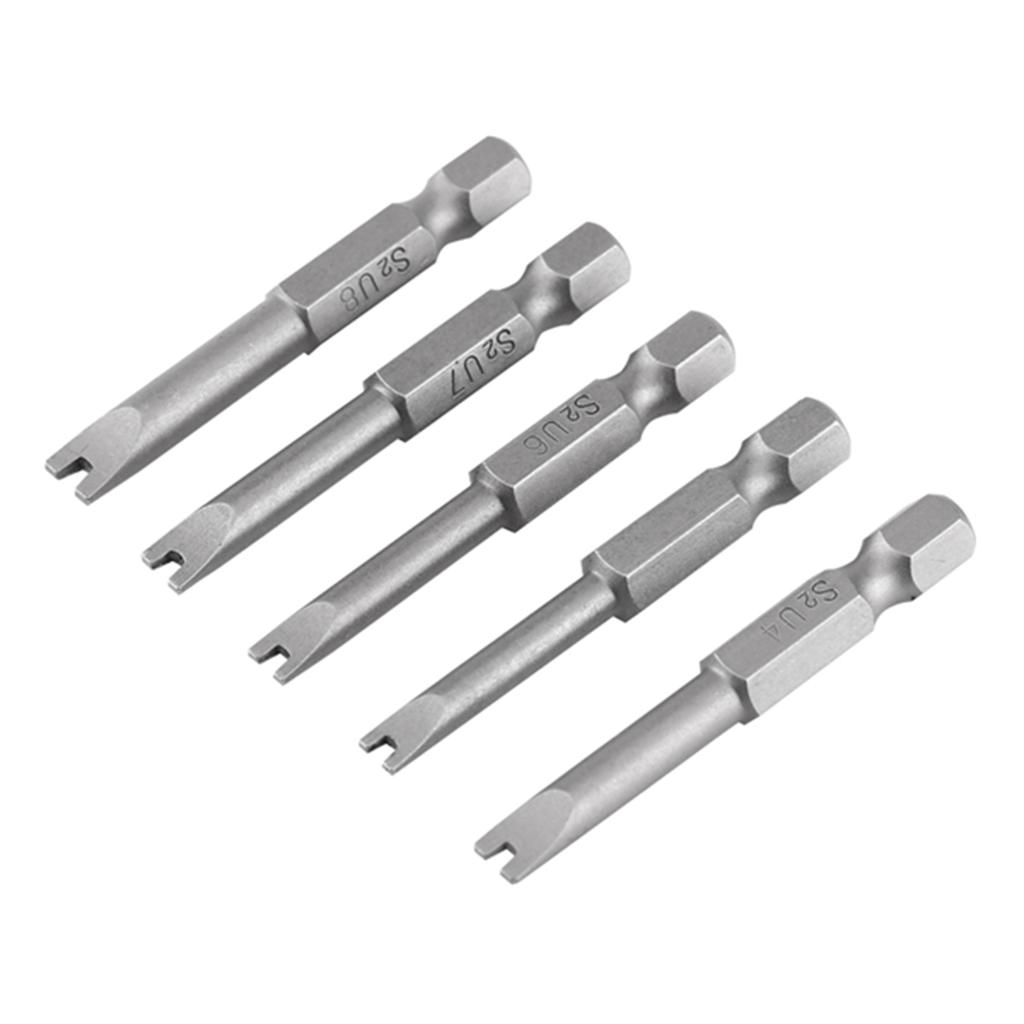 5-teiliges Set aus S2-legiertem Stahl, 50 mm Länge, 14 Zoll Sechskantschaft, U-förmig, magnetische Schraubendreher-Bits