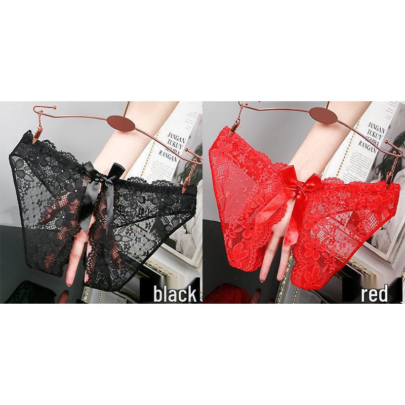 Lace Seamless Open Crotch Panties with Bow - Women's Sexy, Breathable, and Charming Design