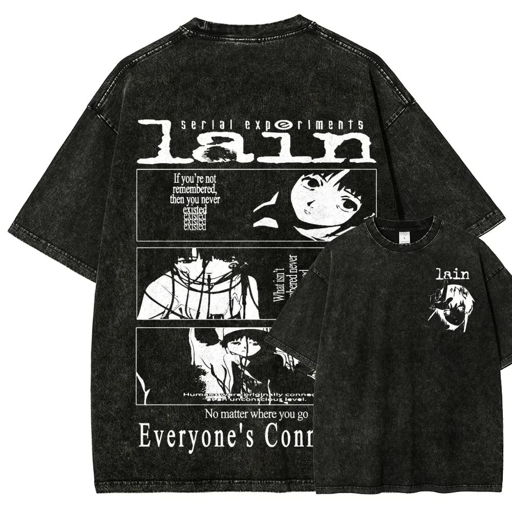 

Классическая Ретро Аниме Сериальные Эксперименты Лейн Графический Принт Футболка Свободная Повседневная Оверсайз Винтажная Стирка Хлопок Футболка Уличная Одежда Топ L