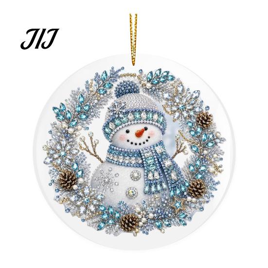 Festive Winter Party Favors Christmas Acrylic Hanging Ornament, Double Side Printed Santa Pendant for Tree Window, Holiday Home Decor Supplies 2D Flat