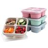 4er-Pack Snackldor, Bentoldor mit 4 Fack aus Barn und Vuxna, Matldor mit Indelningar aus Skolan (Grün/Blau/Rosa/Vit)