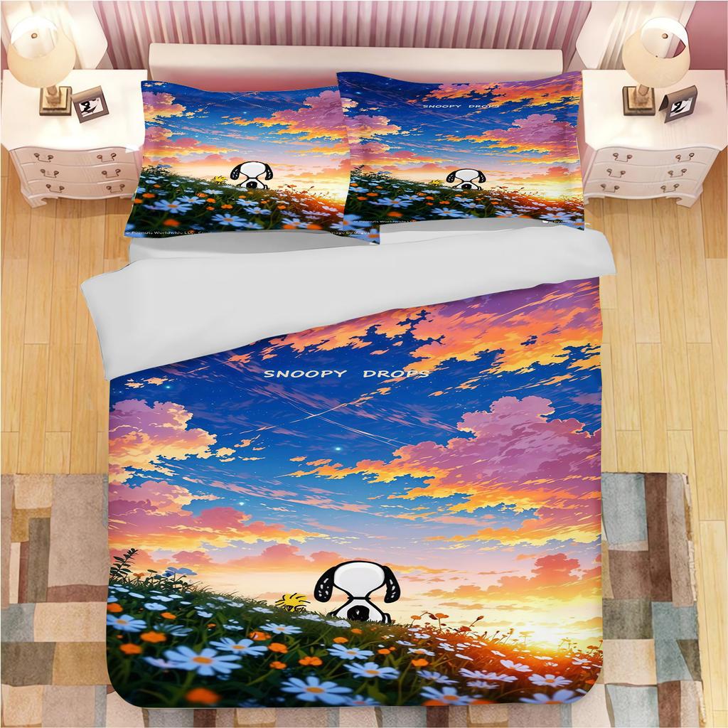 Snoopy Anime Home Bedroom Comforte Nordic polyester material suitable for children and adults 3-piece set