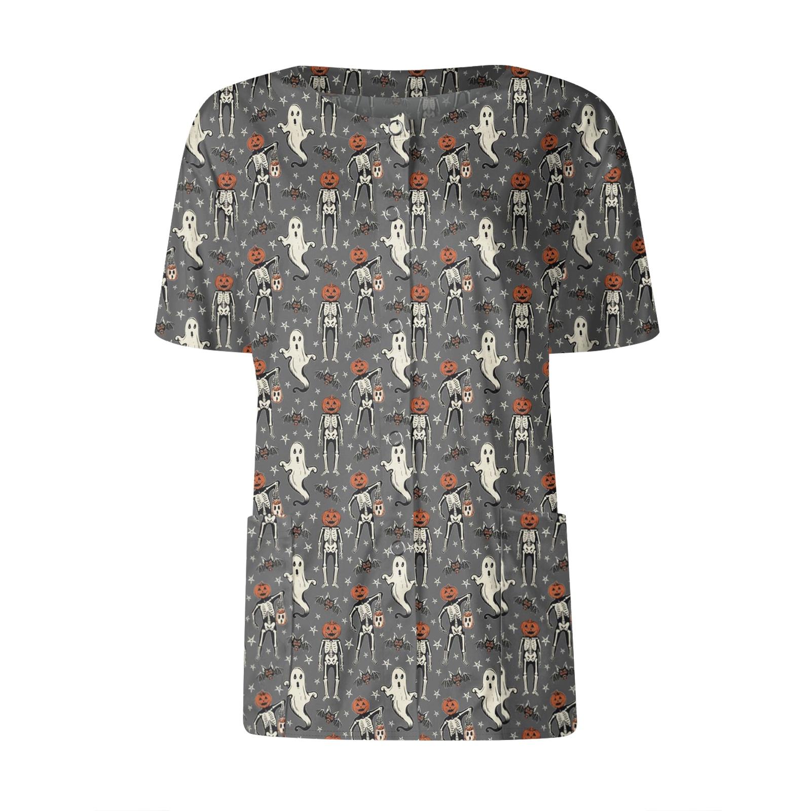 

Женские карманы с короткими рукавами и рисунком, воротник-стойка с рабочим принтом, однобортная защитная одежда, куртка-кардиган, топ XL