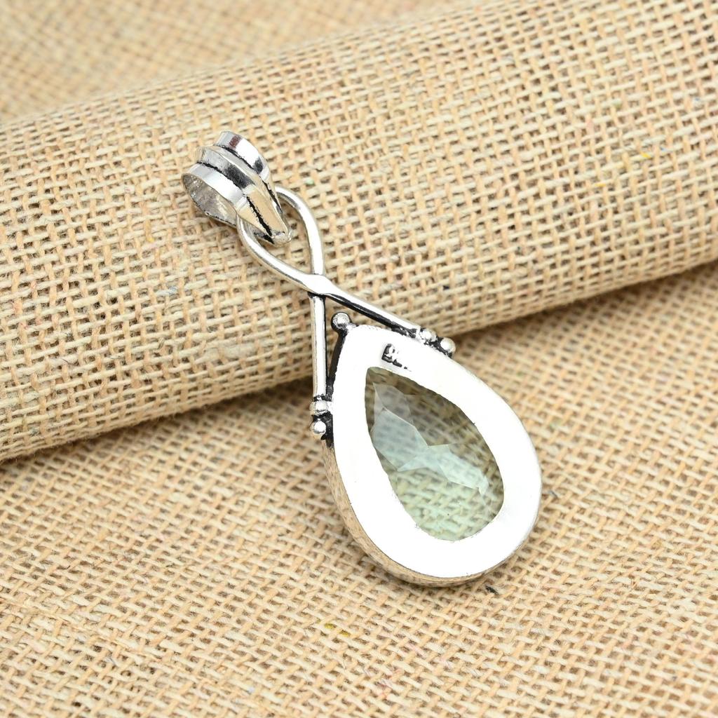 Ametist verde Piatră prețioasă Prețioasă 925 Pandantiv lucrat manual pentru femei