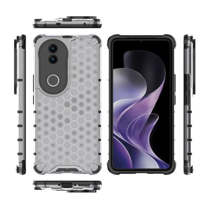 Shockproof Transparent Case For Vivo V50 Honeycomb Armor PC Phone Back Case For Vivo V50 Case Cover For Vivo V50 V50e 6.77 Inch