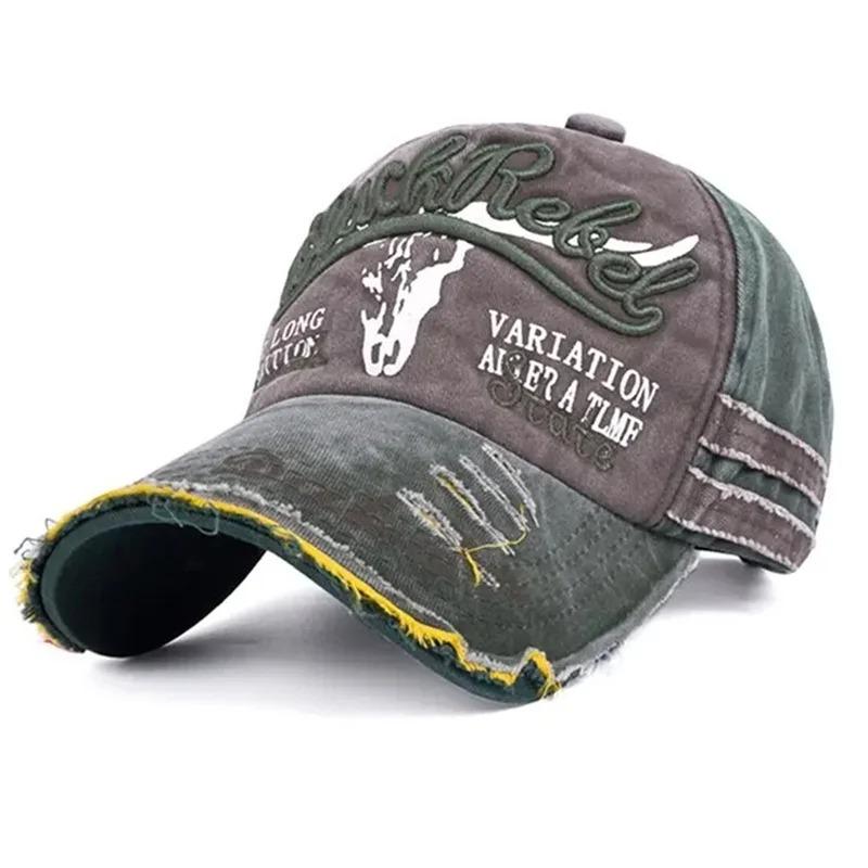 

Unisex Washed Cotton Vintage Cap Letter Embroidery Baseball Cap Cow Head Pattern Men And Women Outdoor Sports Hats Adjustable