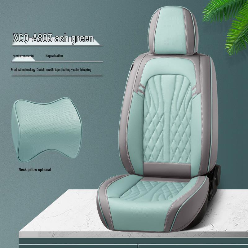 All-Season Nappa Leather Car Seat Cushion - Breathable, Perforated Universal Cover
