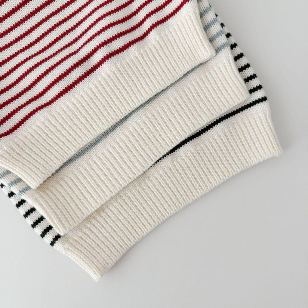 Infant & Toddler Striped Knit Vest - Spring/Autumn Korean Style, Unisex Baby Cotton Outerwear