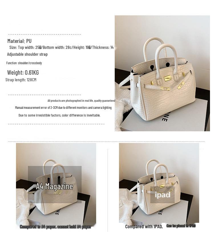 Σικ Γυναικεία Τσάντα Kelly με Μοτίβο Κροκόδειλου - Στυλάτος Ευρωπαϊκός & Αμερικανικός Σχεδιασμός