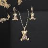 Joyeria Elegant 18K Gold Plated Messing Schmuckset Mit Zirkon Bärenohrringen Halskette für Damen Modisches Schmuckset
