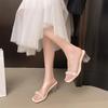 Beautiful High-heeled One-word Slippers for Women's Summer Wear 2025 New Fashion Fairy Style Transparent Thick-heeled Cool Slippers Female Tide