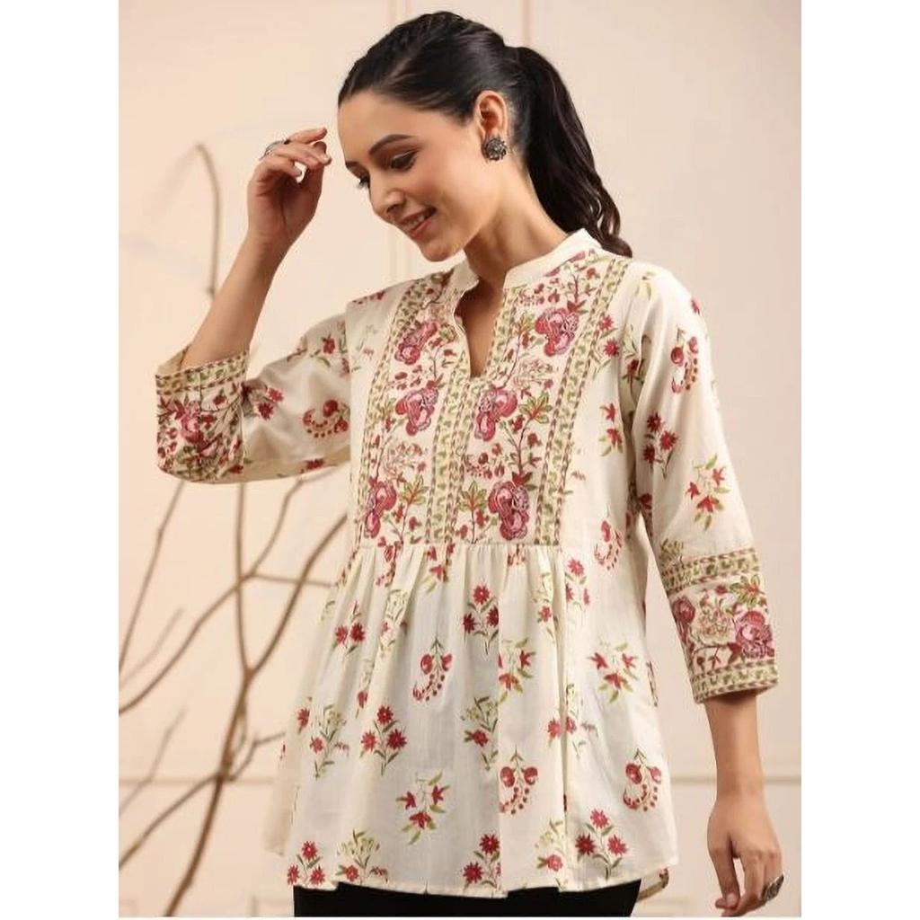 Women Office Party Wear Top Tunic Kurti Set Indian Bollywood Ethnic Short Kurta