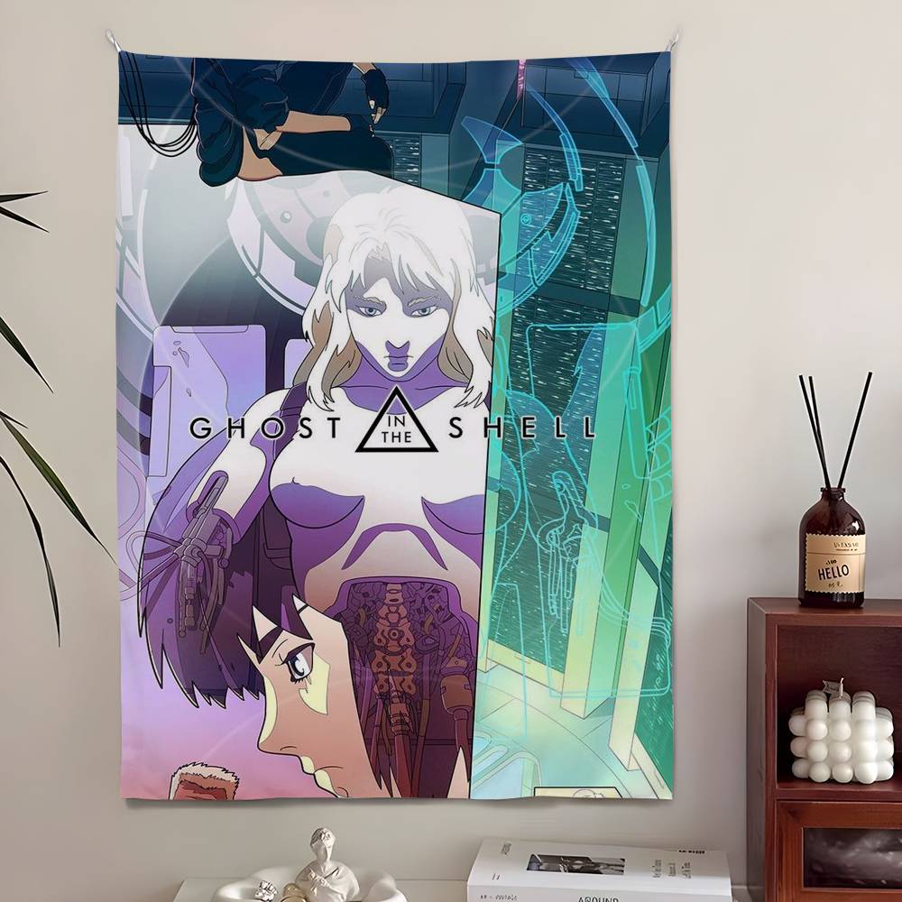 GGhost in the Shell Anime Vertical Tapestry Wall Tapestry Wall Art Aesthetic Room Decor Room Decoration Accessories