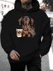 2026 Summer New Arrival Unisex Western Casual All-Match Style Fashion Unisex Hooded Sweatshirt with Unique Cute Dachshund Dog Wearing Glasses And Scar