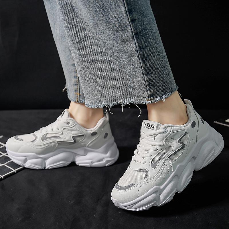 2024 Sneakers Women Platform Flat Shoes Woman Shoes Green Casual Trainers Ladies Chunky Sneakers Women Shoes I33