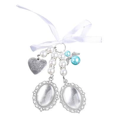 Diy Brooch Wedding Charms Double Lace Frame Oval Glass Cabochon Photo Frame with Pendant Suitable for Holiday Craft Use