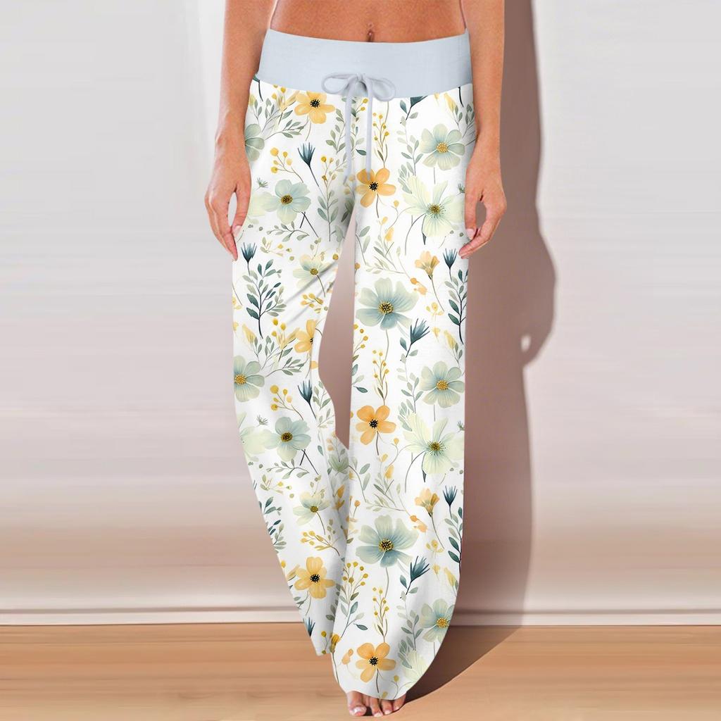 Women's Casual Sports Pants Vintage Printed Pajama Pants With Pockets