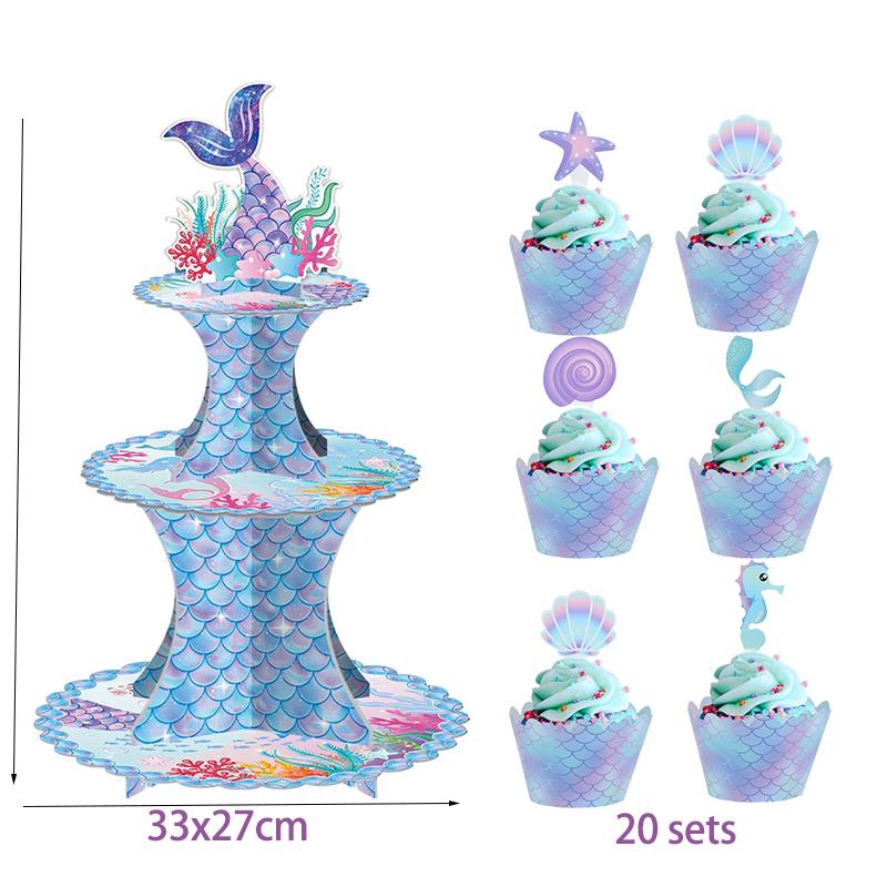 Gradient Color Mermaid Theme Happy Birthday Banner Little Mermaid Party Hanging Bubble Garland Balloons Under the Sea Party