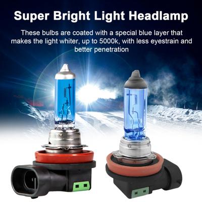 2Pcs H11 Halogen Headlight Bulbs Fog Lights 12V 55W White 5000K Super Bright Universal Car Light Headlamp Replacement Parts