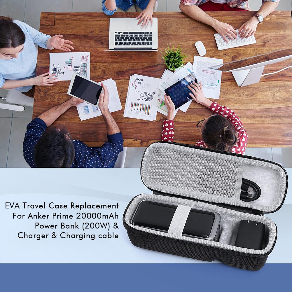 Carrying Case Waterproof Protective Hard Case EVA Shockproof with Hand Rope & Carabiner for Anker Prime Power Bank 20000mAh 200W