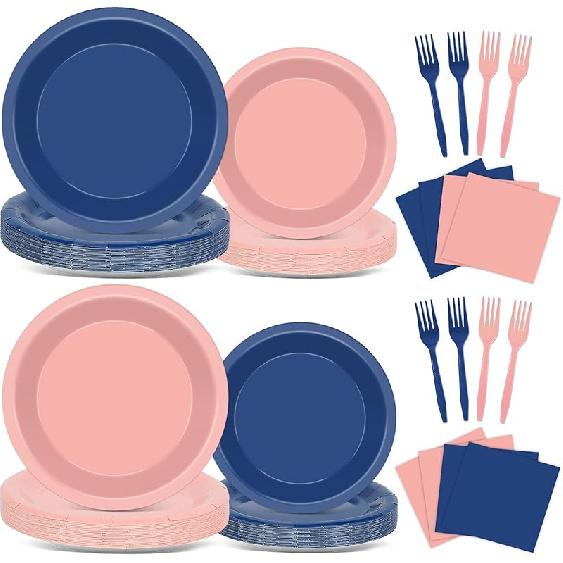 96 шт. Тарелки и салфетки для вечеринки в стиле западной ковбойки, принадлежности для вечеринки ковбойки, тематическая вечеринка с принтом коровы, десертные тарелки, посуда цвета фуксии с диско-шаром на 24 персоны Gender Reveal