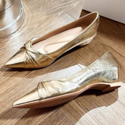 Mode Plissierte Slipper Rutschfest Abriebfest Flache Schuhe Herbst Neu Spitzschuh Flacher Ausschnitt Weiche Sohle Rutschfeste Einzelne Schuhe