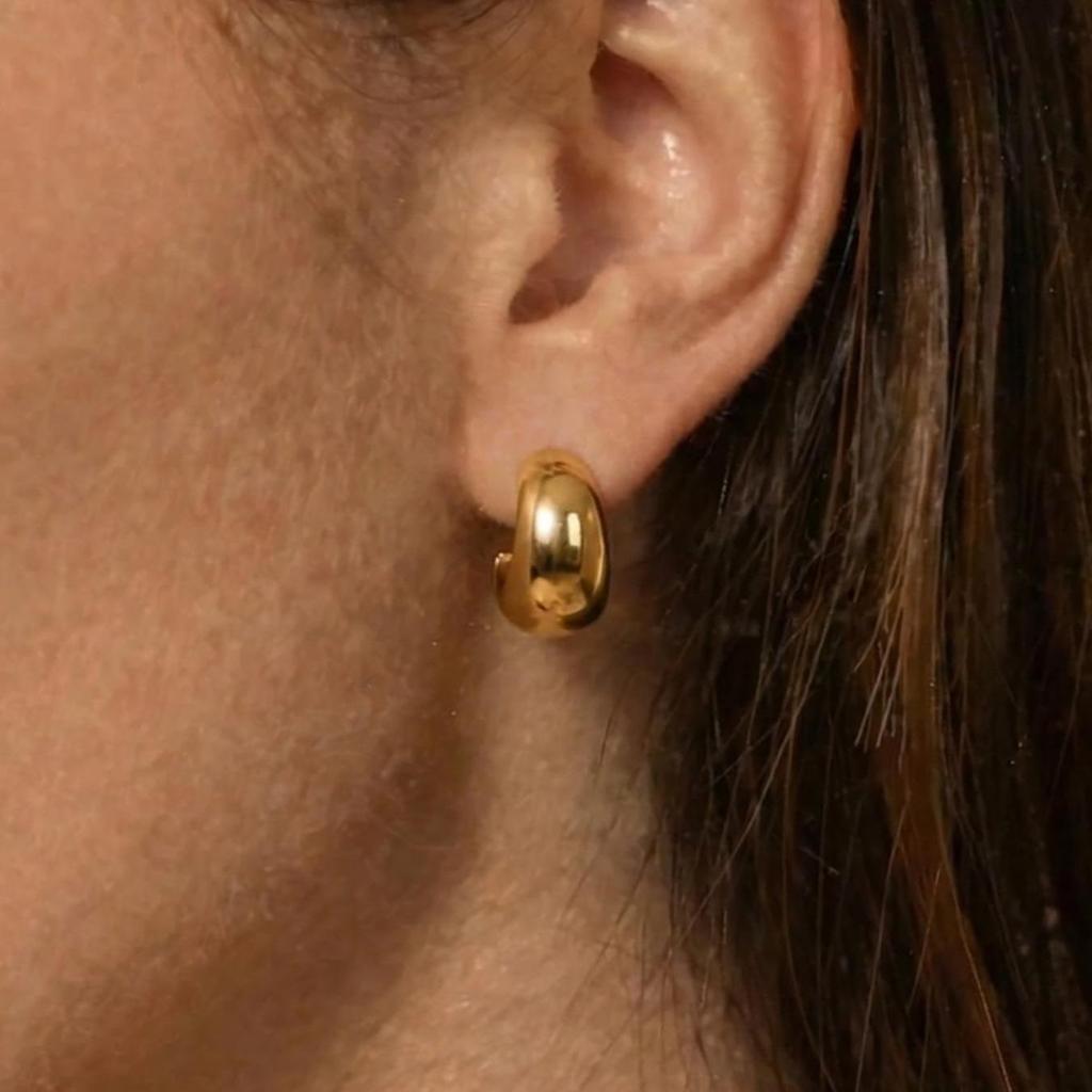 European C-Shaped Semi-Circular Earrings, 18K Gold-Plated Stainless Steel, Personalized Design for Women
