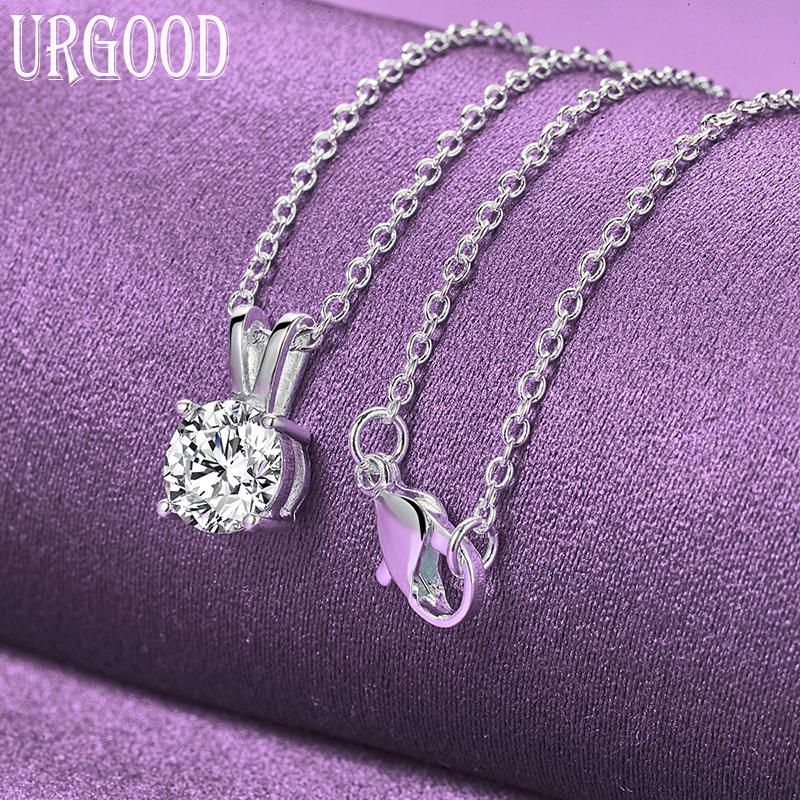 

Ожерелье с подвеской из стерлингового серебра 925 пробы, 8 мм, класс ААА, циркон, свадебные модные украшения 45cm