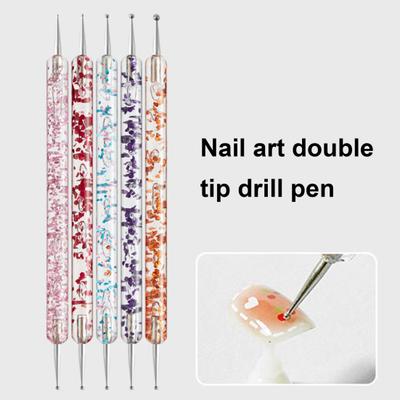 Kit de 5 bolígrafos para punteado de uñas, herramienta de doble cabezal para repujado de uñas, papel de calco, herramientas de diseño para manicura.