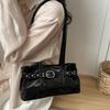 Rivet Belt Buckle Underarm Bag Large Capacity Tote Bag Trendy PU LeatherShoulder Bag  Commute