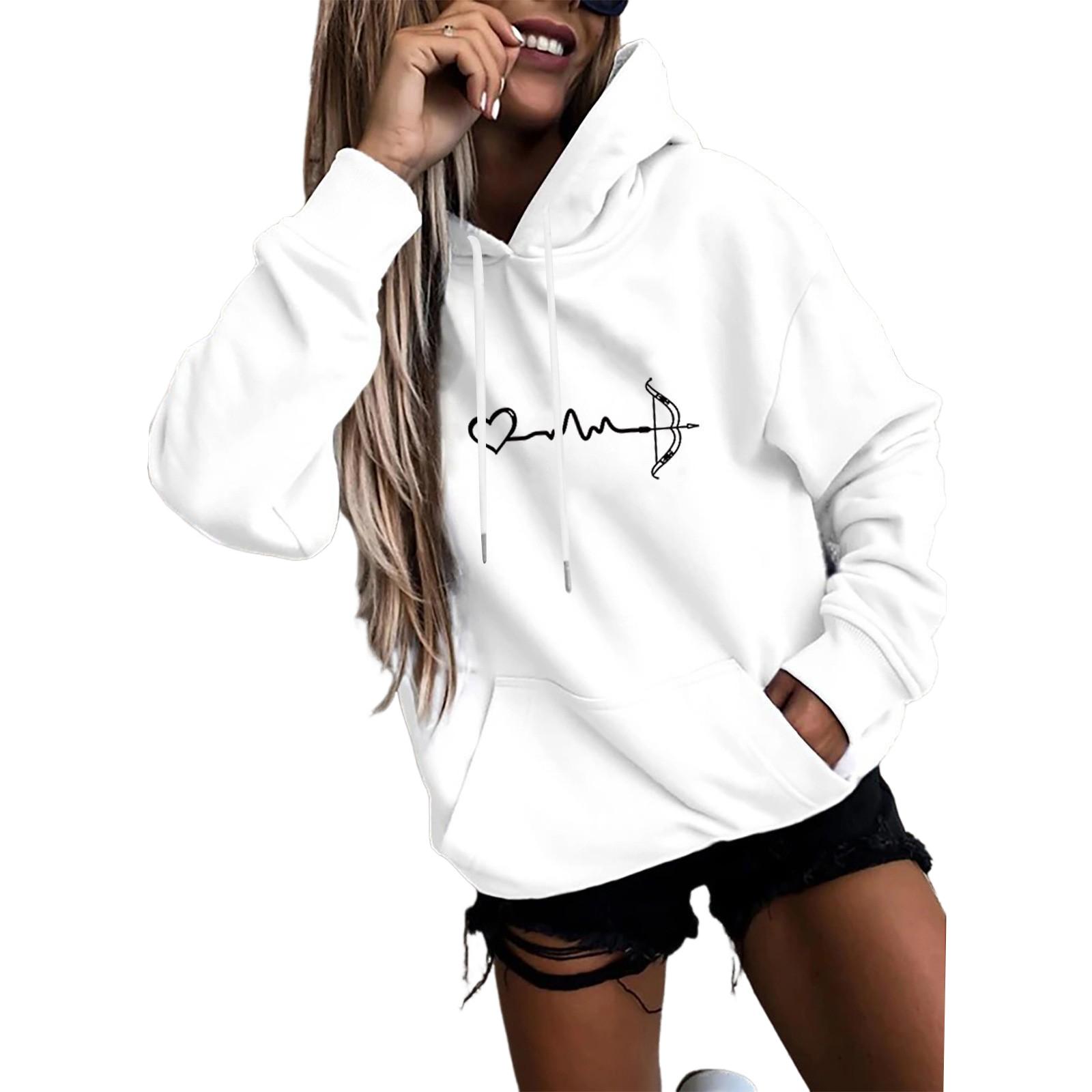 

Женский пуловер с капюшоном, свободная повседневная толстовка с карманами XL