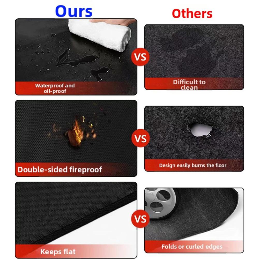 Outdoor round fireproof mat with silicone coating designed for grills fire pits and charcoal grills heat resistant and foldable