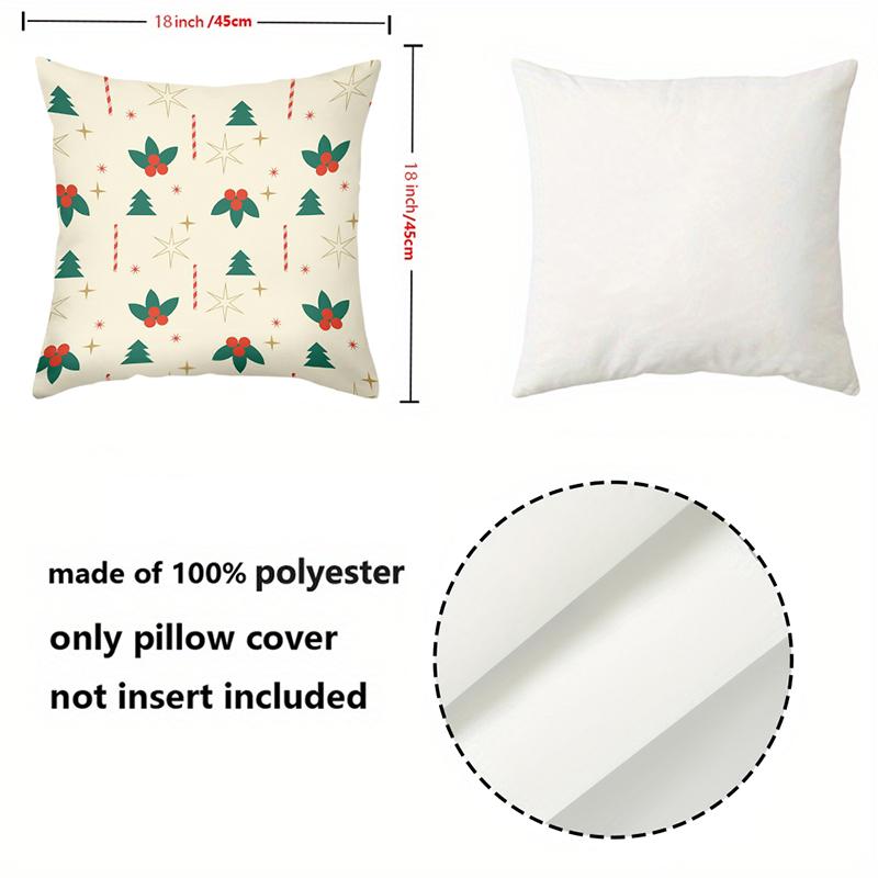 1 Pieces Christmas Pattern Throw Pillow With Tree Holly Star Polyester pillowcase, sofa decorative cushion cov Headboard Pillow