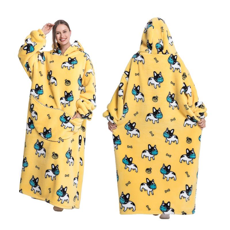 

Зимний теплый флисовый халат с капюшоном для женщин 140 см, большое одеяло с рукавами, флисовые теплые толстовки с капюшоном, женские толстовки с капюшоном One Size