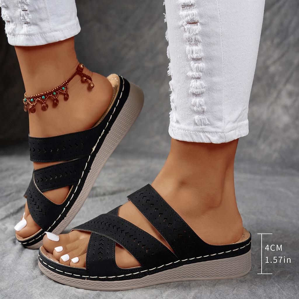 Slippers Women Summer Fashion Slip on Platform Wedges Sandals Casual Beach Shoes Peep Toe Non-slip Sandalias De Mujer