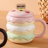 High Value Creative Water Cup Burger Cup Mug Student Cup Hand Painted Underglaze Colored Cup Ceramic with Lid with Stick