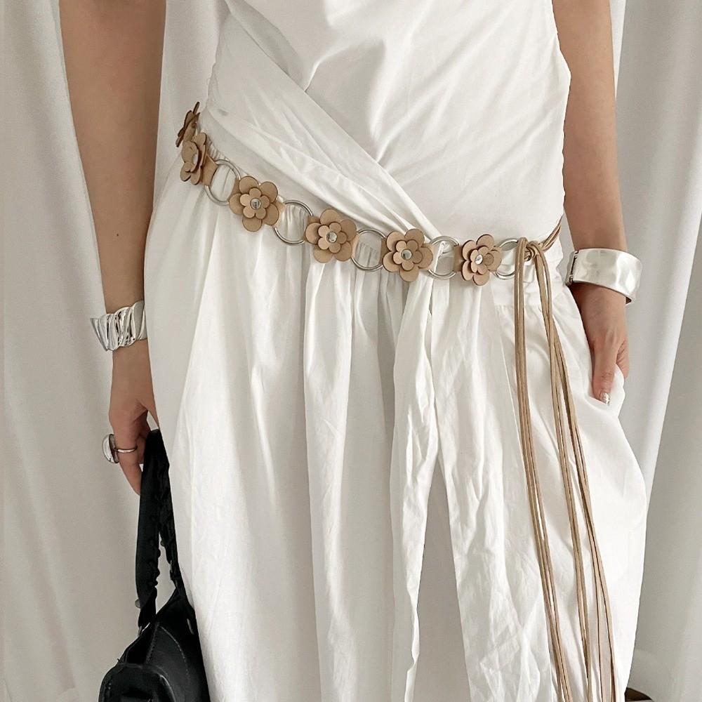 Ethnic Leather Waist Rope Floral Dress Jeans Belt American Women's Belt  Waist Decoration