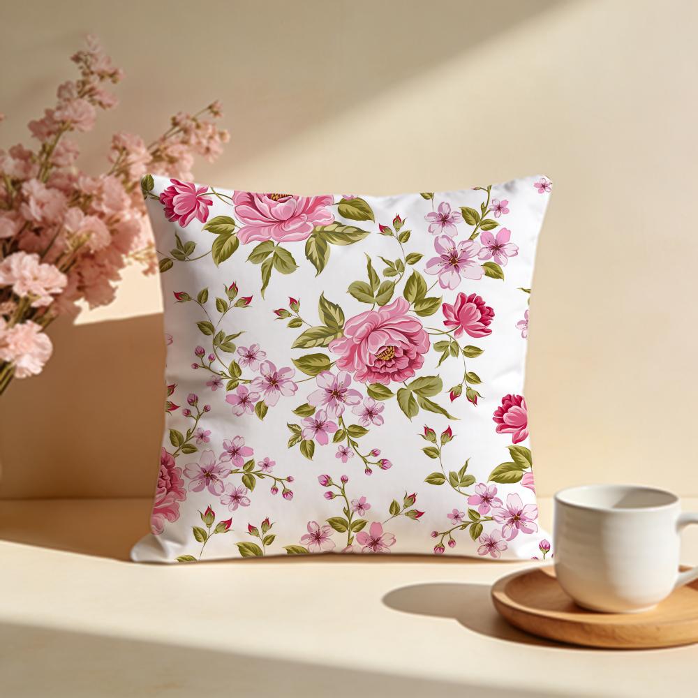 Elegant Peony Pattern Cushion Cover Soft Pillow Cases for Home Bedroom Living Room Sofa